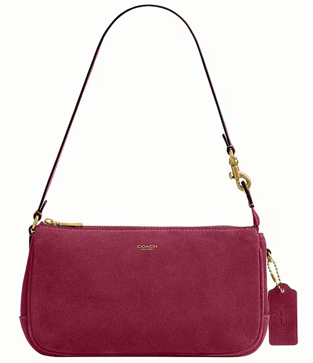 NWT B9-002 Coach Suede Plaza Bag 18 Dark Fuchsia CER63